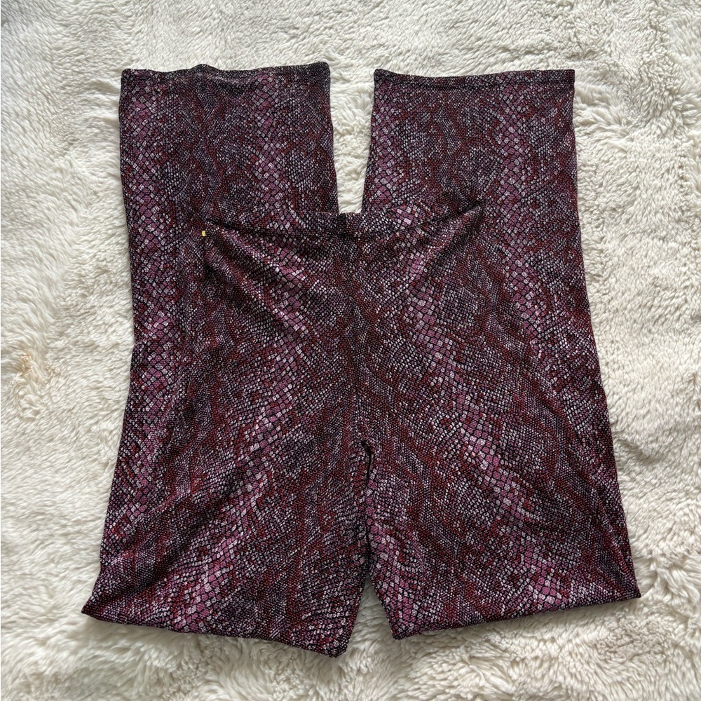 Y2K VTG Pink Glitter Snakeskin Print High Rise Wide-Leg Pants